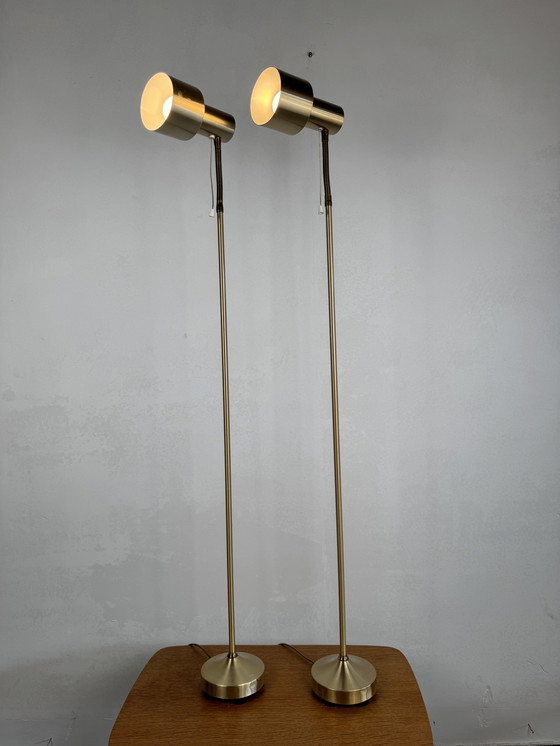 Image 1 of  Set Zweedse Messing Vloerlampen – Mid-Century Verstelbaar Ontwerp