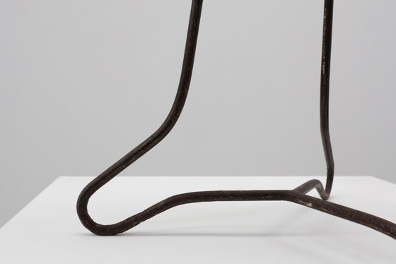 Image 1 of Sgabello industriale modernista in ferro e doghe di quercia, Francia, ca. 1910