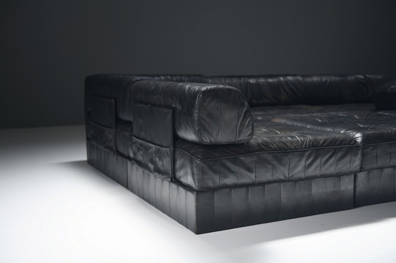 Image 1 of Stunning Vintage DS-88 Sofa in Black Leather by Team De Sede for De Sede Swiss