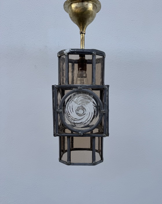 Image 1 of Lanterne vitrail Art Déco