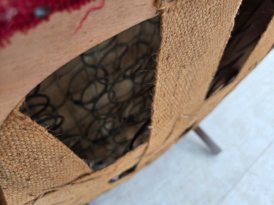 Image 1 of Anni '60, poltrona danese, tessuto originale rosso per mobili.