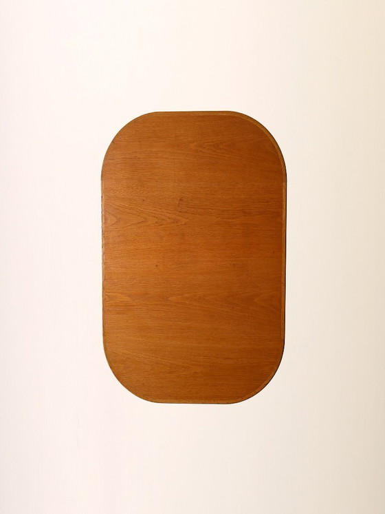 Image 1 of 1960s Scandinavian oak coffee table with slatted shelf