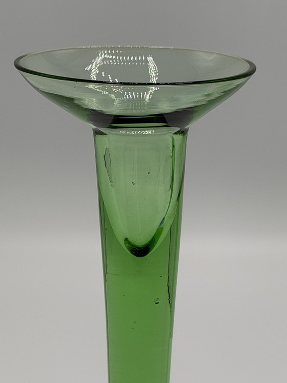 Image 1 of Holmegaard vintage set of designer glass candlesticks – green/blue