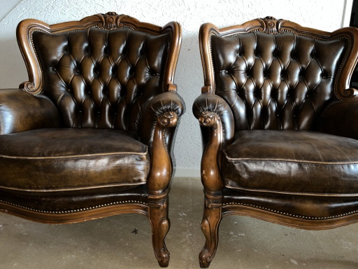 2 chesterfield barok fauteuils leder 