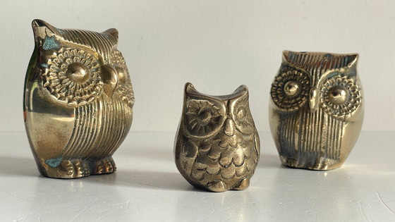 Image 1 of Famille HIBOUX Laiton et Bronze VINTAGE