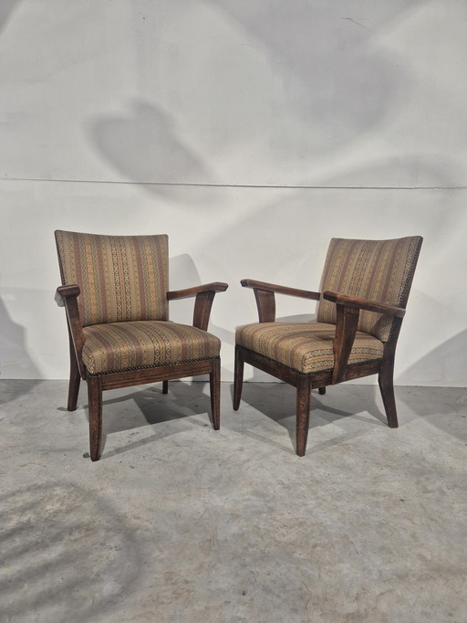2 art deco fauteuils eiken haagse school