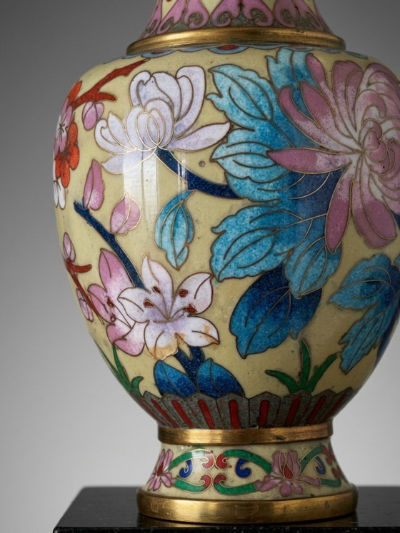 Small Chinese Cloisonné Vase – Bird and Peonies – 16 Cm – Ceramic (photo 6 of 7)