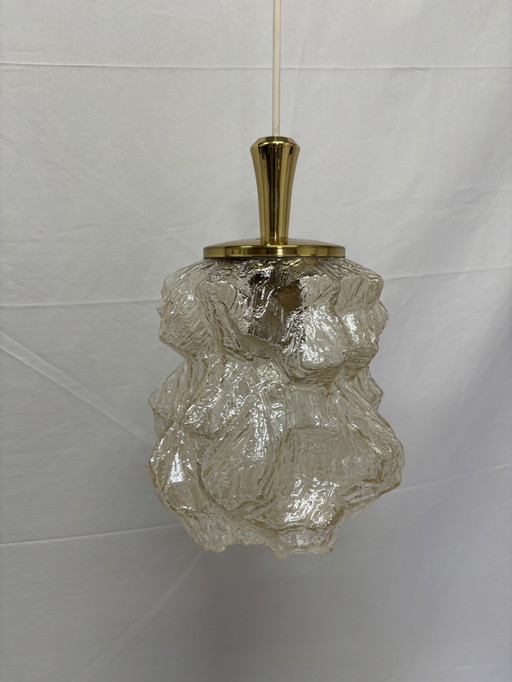 Vintage Peill & Putzler "Alaska" pendant lamp ice glass 1970