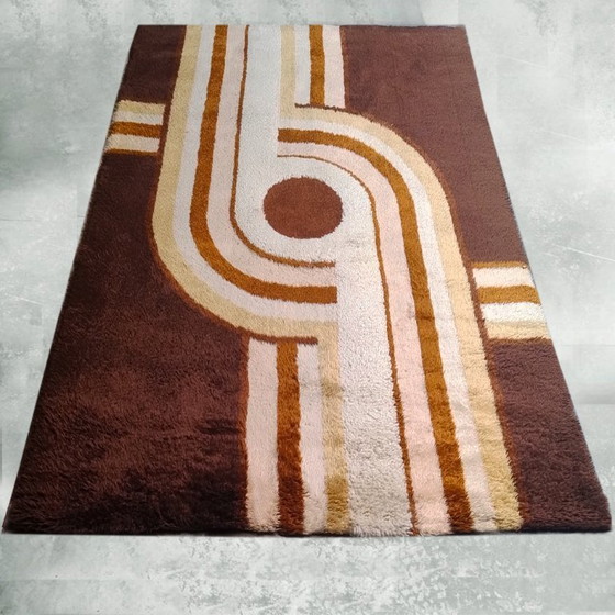 Image 1 of 1970s Museum-Grade Avant-Garde Wool Rug The Epithet of Space Age Luxury. Made in Italy