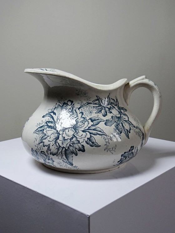 Image 1 of Aardewerken waskan "Floréal", Givors aardewerk, 19e eeuw, bloemversiering