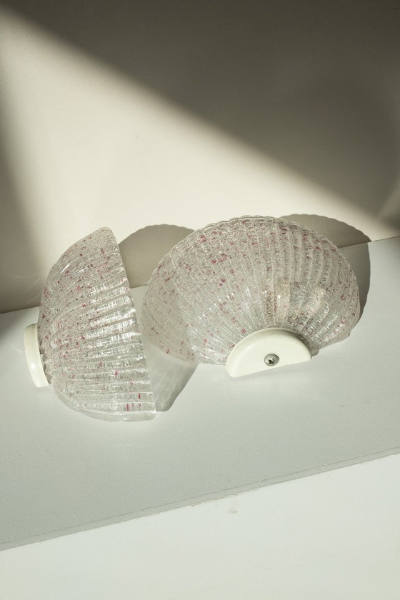 Image 1 of Set di 2 lampade da parete vintage in Murano con macchie rosa