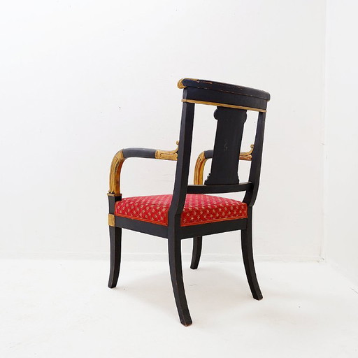 Fauteuil Empire noir et or - XIXe siècle