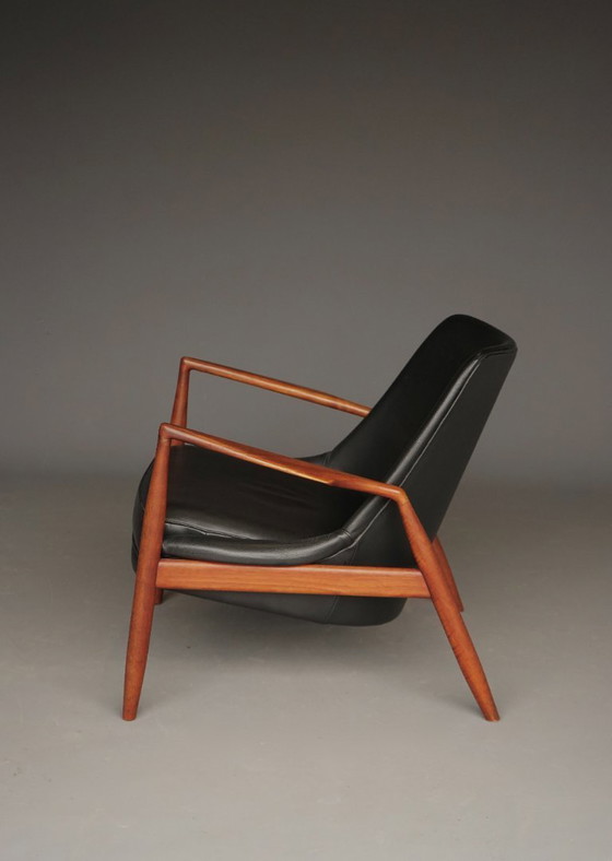 Image 1 of Poltrona modello 'Seal' di Ib Kofod-Larsen in pelle e teak per OPE, Svezia, anni '60