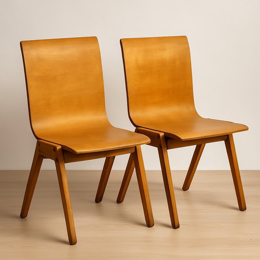 Set van 2 vintage stoelen – De Toekomst Dieverbrug (jaren ’50) – gebogen multiplex 