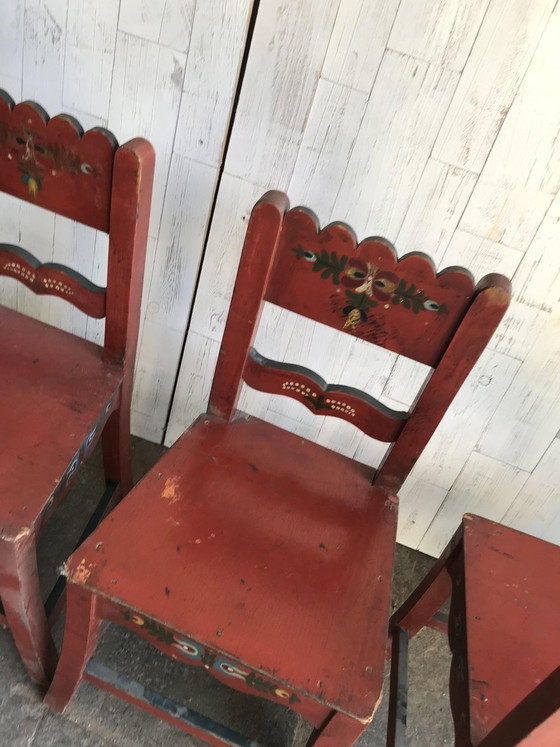 Antique Painted Wooden Dining Chairs, Set of 4 (photo 5 of 11)