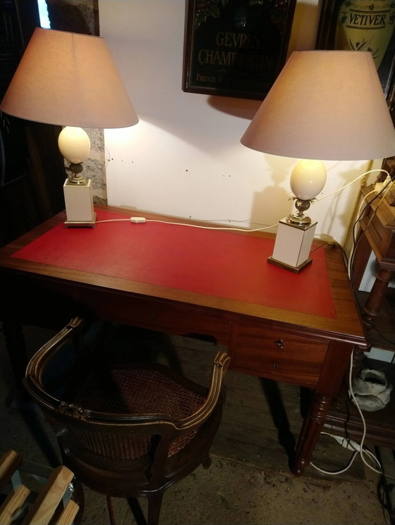 Louis Philippe style walnut desk. – Leather, Vintage (photo 12 of 16)