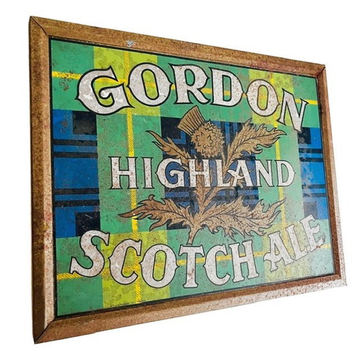 Plaque publicitaire vintage en métal pour la bière écossaise Gordon Highland, avec patine, années 1970 (photo 2 of 6)