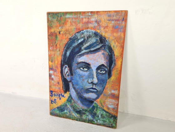 Image 1 of Portret van een Jongen Schilderij op Paneel, 1968