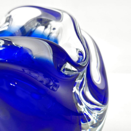 Image 1 of SUPERB VINTAGE 1960s MURANO BLUE GLASS ASHTRAY