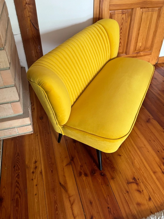 Mid-Century Gele Fluweel Bankstel, jaren 50 – Mid Century Modern (photo 6 of 10)