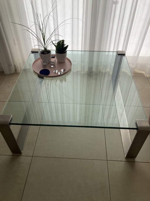 Tavolino in vetro con finitura nichel/cromata Tonellidesign, italiano – salontafels, Metal