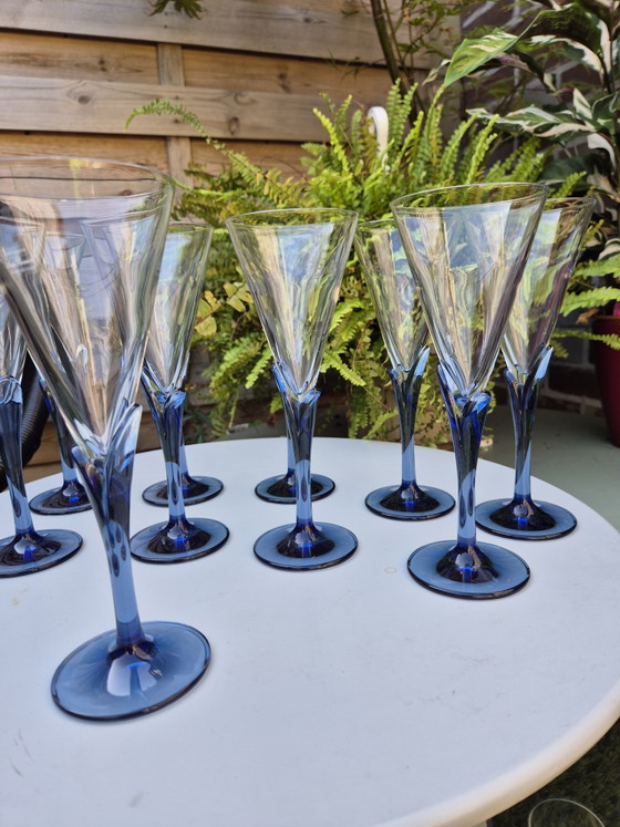 Set di 10 flûte da champagne vintage Luigi Bormioli Light & Music in cristallo con stelo blu, prodotte in (photo 6 of 14)
