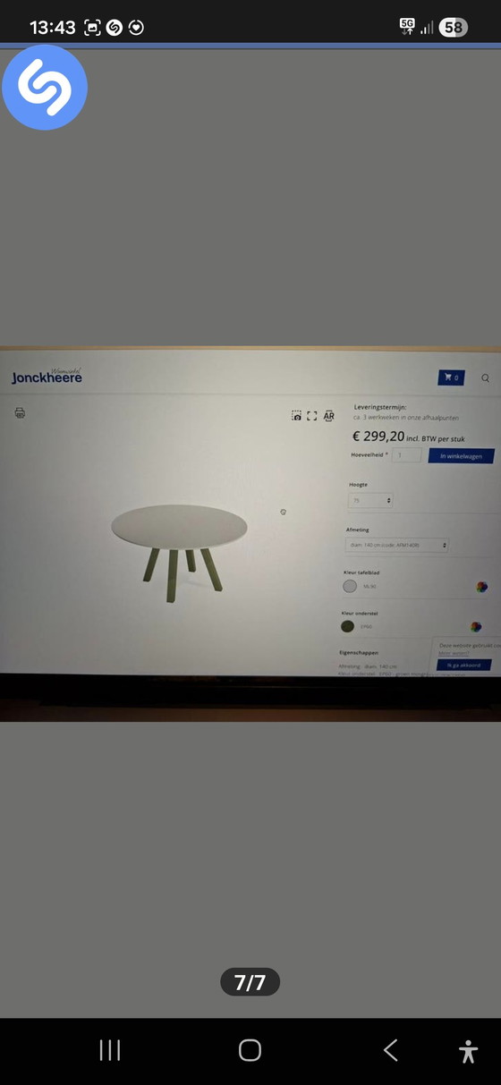 Image 1 of Round dining table Perfecta Veneto Halifax 140cm White/green