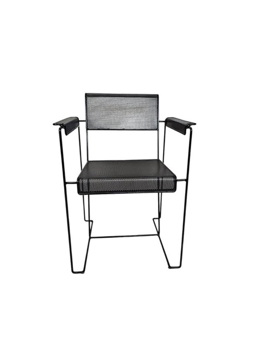 Pilastro Style - Post Modern - (2) Chairs - Perforated Steel - Holland - 70's – Armchairs, Metal (photo 12 of 12)