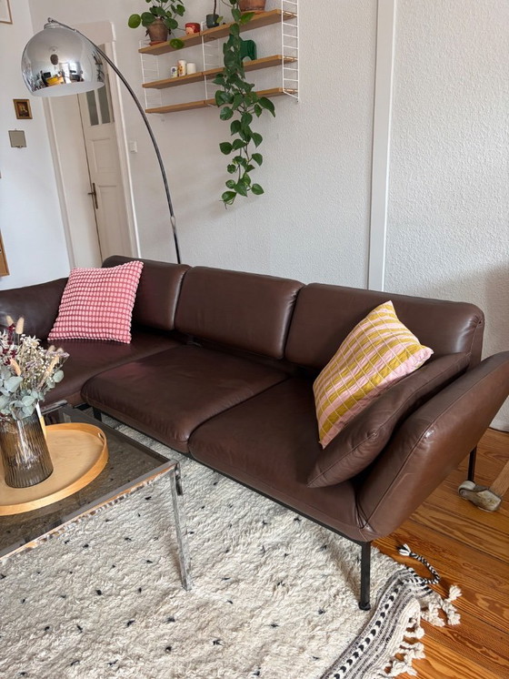 Image 1 of Brühl Roro Medium 3-Seater Leather Pearl Dark-Brown