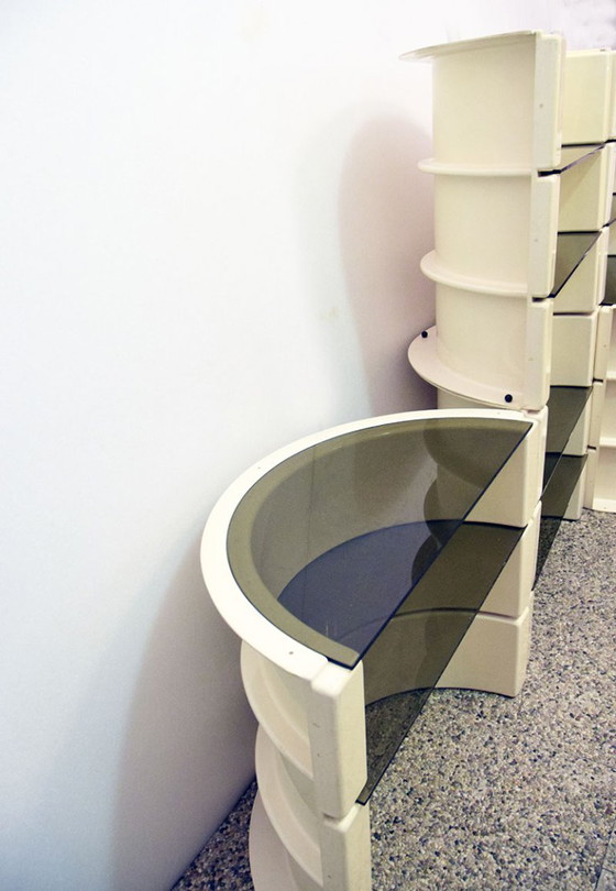 Image 1 of Bibliothèque/bar modulaire en plastique et verre, Italie, années 1970