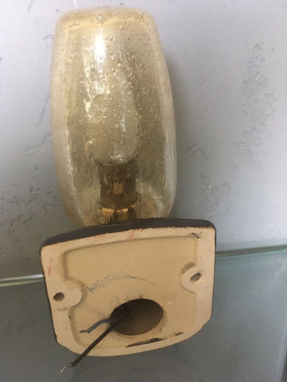 Applique in ceramica con paralume in vetro antico, anni '60-'70, Marrone, Vintage (foto 6 di 6)
