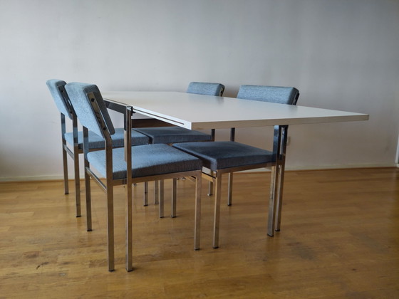 4x Pastoe SM07 Chrom Esszimmerstühle – Stoff (photo 4 of 15)