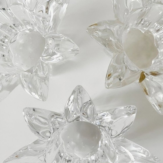 Image 1 of Set Vintage Italiaanse Royal Crystal Rock Laurus Star loodkristal waxinelichthouders 1980's