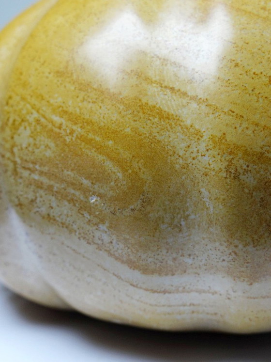 Image 1 of Vintage carved and polished stone box, pumpkin vintage craft 1980-1990