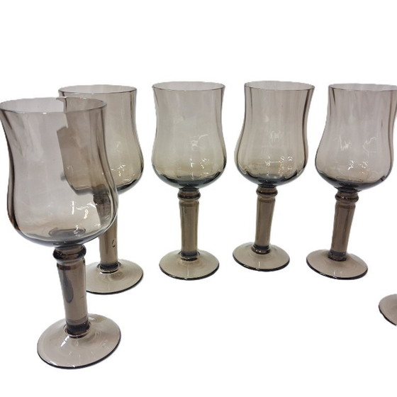 Image 1 of Bicchieri da vino con stelo in stile moderno di metà secolo - Set da 6