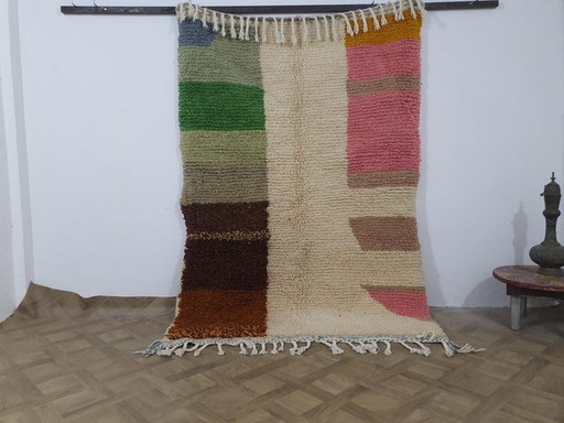 Tappeto marocchino fatto a mano in pura lana con motivi tradizionali colorati, 140/260 cm