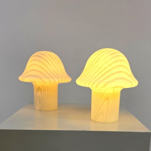 Peill & Putzler mushroom lamps 70s glass zebra