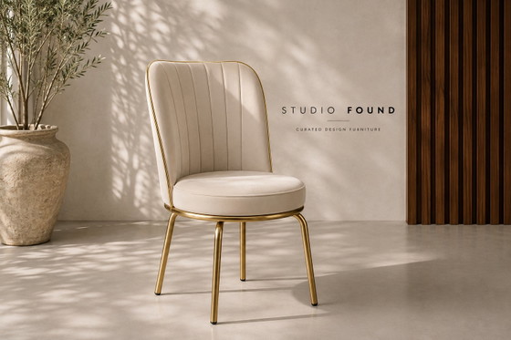 Set di 4 sedie da pranzo di lusso | Crema e oro – Cotton (photo 5 of 5)