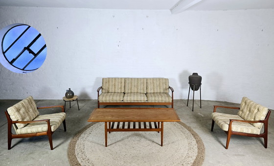 Image 1 of Eugen Schmidt Sofa Daybed jaren 60 Mid Century Zitgroep Fauteuilset Easy Chair Vintage