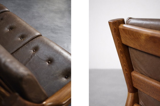 Image 1 of Vintage Mid-Century Danish Modern 3-Seater Brown Leather Sofa by Georg Thams from A/S Vejen Polstermøbelfabrik, 1960s