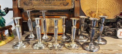 Silver candlesticks, 5 pairs, 10 pcs.