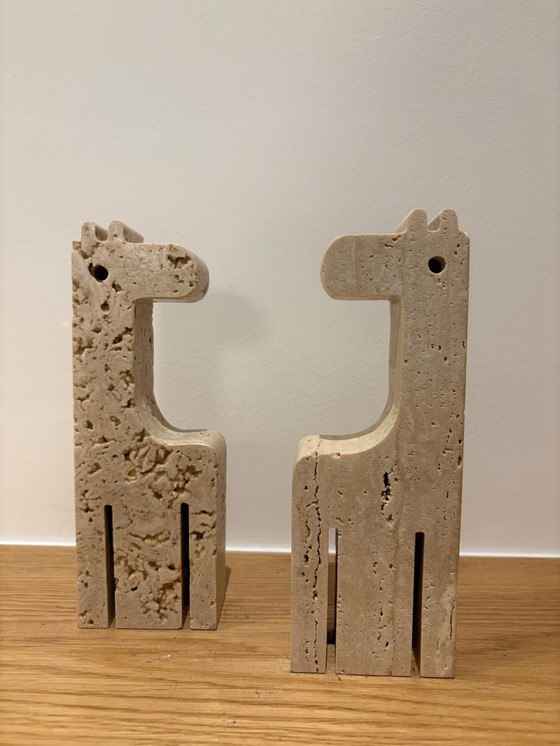 Image 1 of Coppia di giraffe in travertino, Fratelli Mannelli, Italia, anni '70