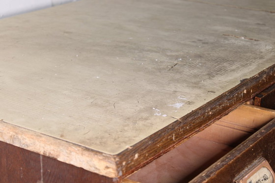 Image 1 of Antique industrial apothecary cabinet • Vintage wood and metal drawer cabinet with many compartments