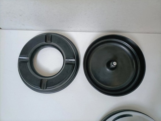 Image 1 of Art Déco standing ashtray by DeMeyere, 1930s - side table / smoking table made of chrome and Bakelite.