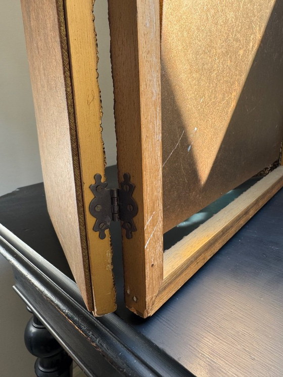 Image 1 of Driedelige Franse spiegel in goudkleurige lijst.