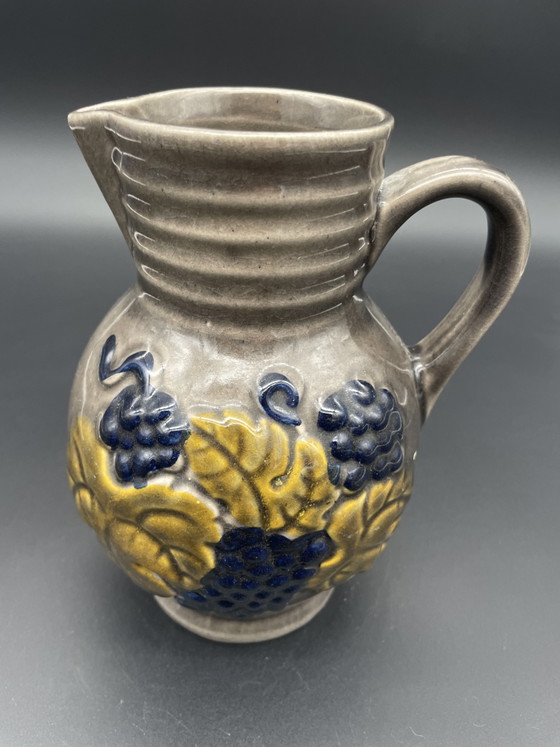 Vintage Ceramic Jug with Grape Relief – probably Bay Keramik – Vases (photo 4 of 6)