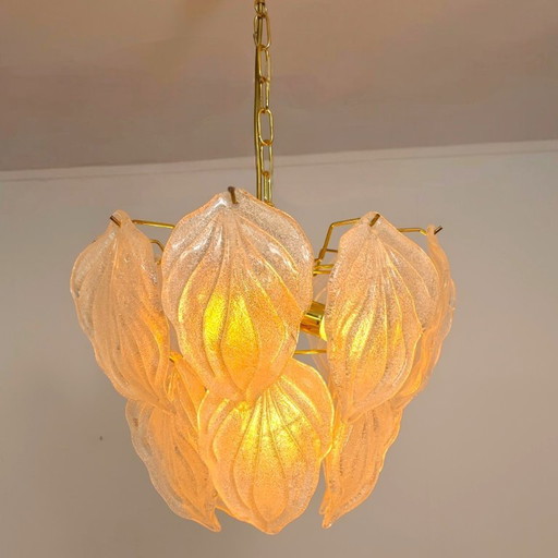 Lampe à suspension Murano Novaresi années 70 en verre glacé