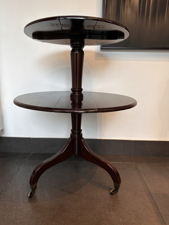 Image 1 of Montaplatos plegable antiguo / Mesa de servicio de dos niveles con ruedas