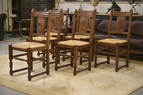 Set of 6 brutalist oak chairs from the 1950s. – Dining chairs (photo 14 of 15)