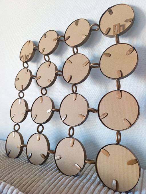 Miroir Mural Géométrique Vintage - Composition de Petits Miroirs Ronds - Cirkel Wandspiegel Decor - Stijl Hollywood Regency / Bo